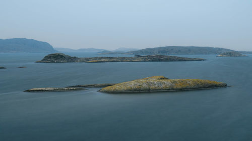 A tranquil scene of the smooth rock formations on the west coast of sweden.