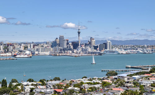 View of city buildings against sky