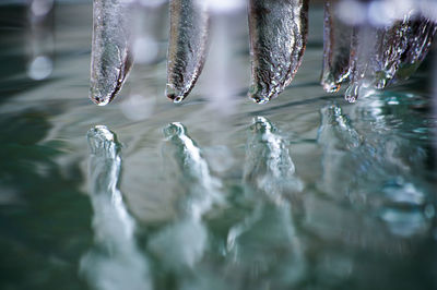 Close-up of frozen water