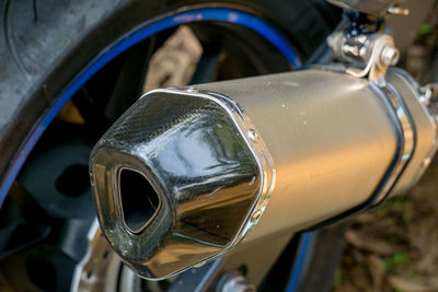 Close-up of motor cycle part