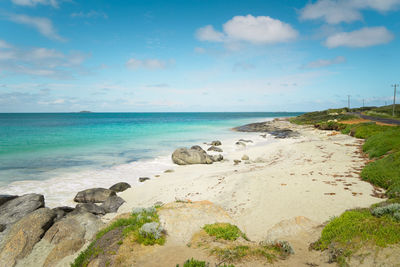 Scenic view of beach against sky