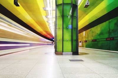 Illuminated subway station