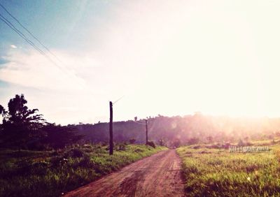 Road passing through field