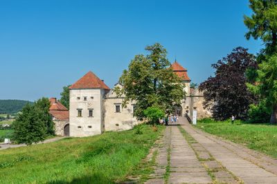 Svirzh, ukraine 10.07.2021. svirzh castle in lviv region of ukraine on a sunny summer day