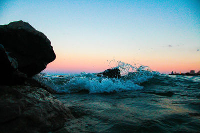 Scenic view of sea against clear sky