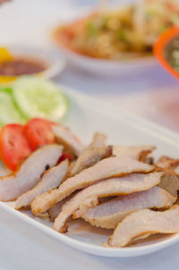 Close-up of meal served in plate