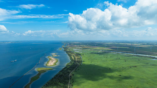 High angle view of sea against sky