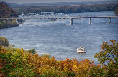 High angle view of bridge over river