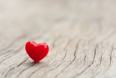 Close-up of heart shape on table