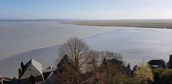 High angle view of beach against sky