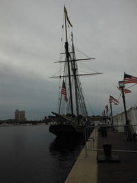 Ship moored at harbor