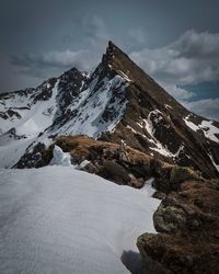 Scenic view of snowcapped mountain against sky