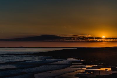 View of beach at sunset