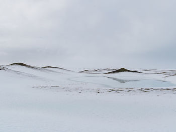 Scenic view of snow covered mountain against sky