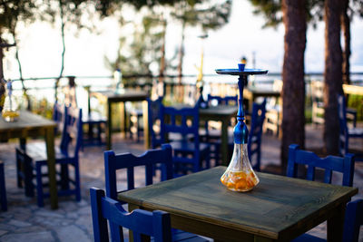 Hookah on table at restaurant