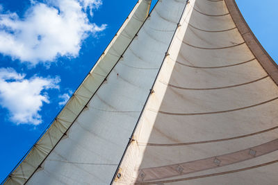 Low angle view of sailboat against sky