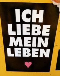 Close-up of information sign