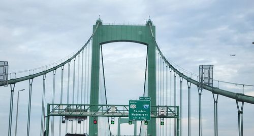 Low angle view of suspension bridge