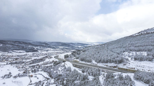 Snow covered mountain against sky