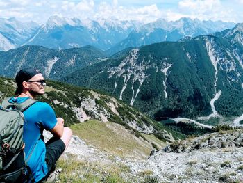 Man sitting on mountains