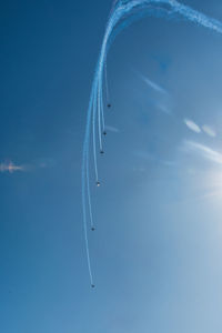 Aerial view of vapor trails in sky