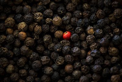 Full frame shot of black peppercorns