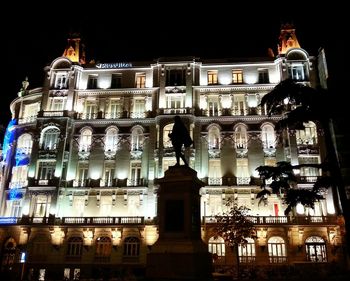 Low angle view of building at night