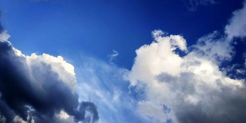 Low angle view of clouds in blue sky