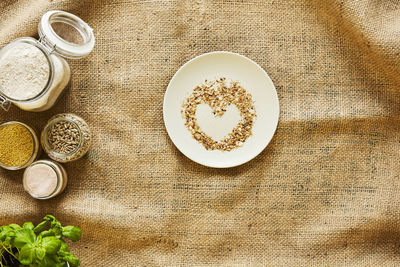 High angle view of coffee on table