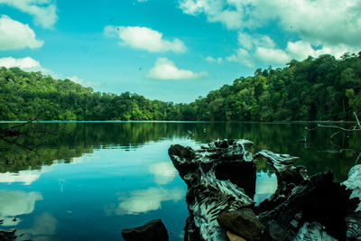 Scenic view of lake against sky