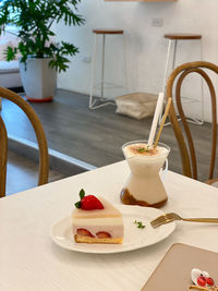 Close-up of drink served on table