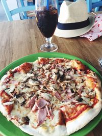 Close-up of food in plate on table
