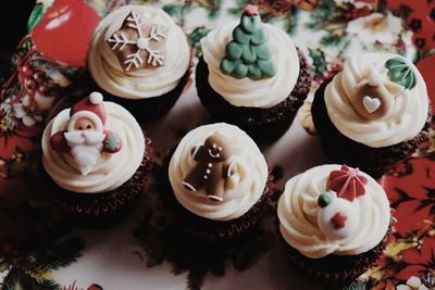 Close-up of cupcakes on table