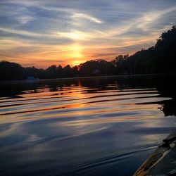 Scenic view of lake at sunset