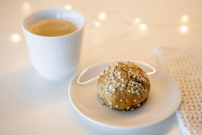 Close-up of breakfast served on table