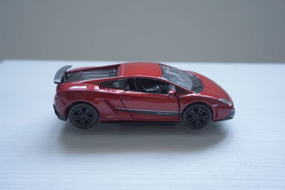 Close-up of toy car on table