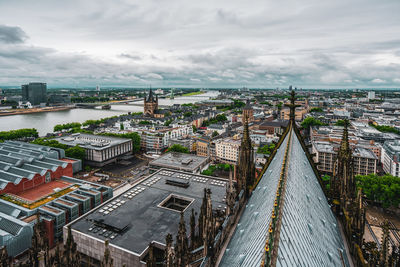 View over the roof of cologne cathedral to the city center, germany.