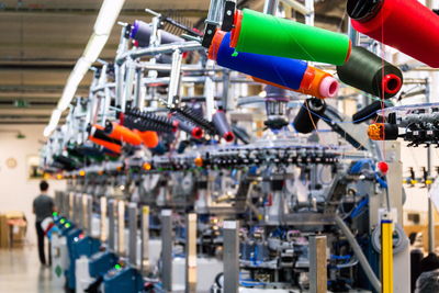 Close-up of spool in factory