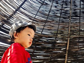 Portrait of cute boy looking away