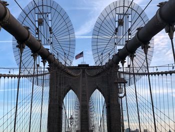 Low angle view of suspension bridge