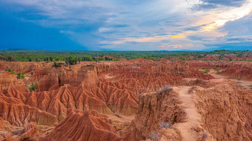 Scenic view of landscape against cloudy sky