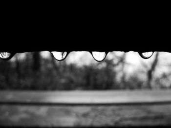 Close-up of water drops on glass