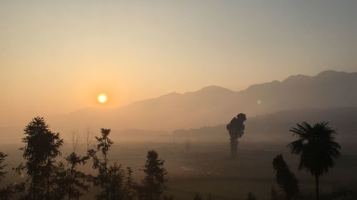 View of mountains against sky during sunset