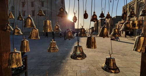 Panoramic view of street hanging outside building