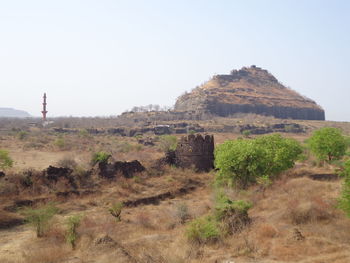 Scenic view of landscape against clear sky