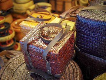Close-up of various displayed for sale in market