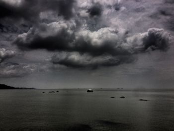 Scenic view of sea against cloudy sky