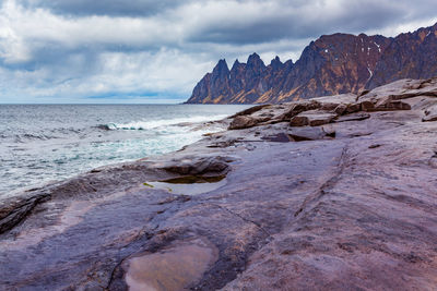 Scenic view of beach against sky