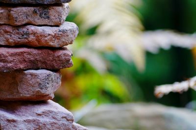 Close-up of stack of stone