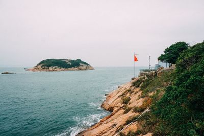 Scenic view of sea against clear sky